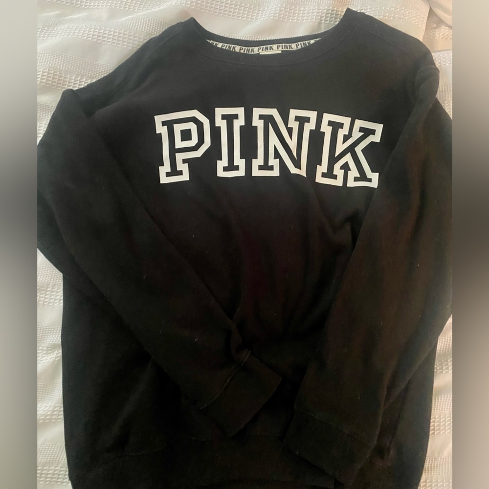 Victoria’s Secret PINK Black Crew Neck Sweatshirt